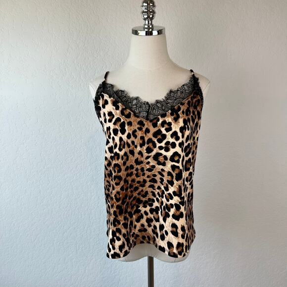 Vintage Y2K Animal Print Lace Trim Tank Top size XL Gyaru - Picture 1 of 6